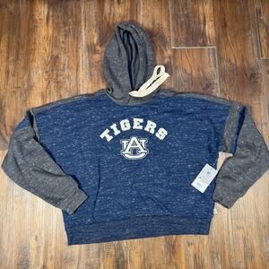 Colosseum Auburn Tigers Cropped Speckled Pullover hoodie NAVY embroidered LARGE